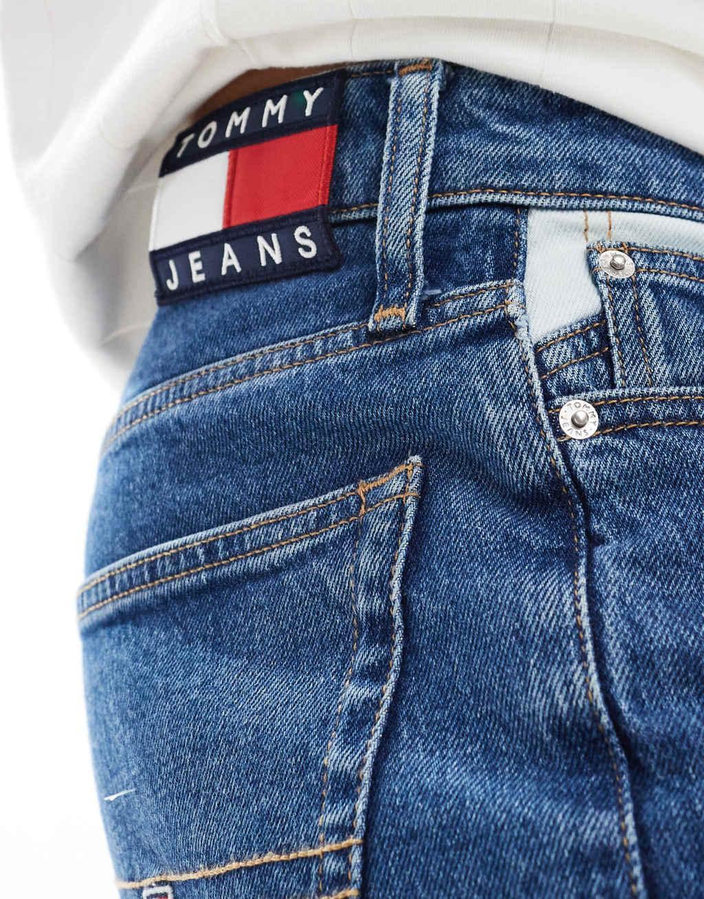 Tommy Jeans Ryan regular straight jeans in mid wash with flag detail Product Image