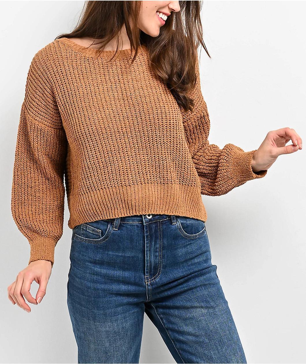 Love Knits NYC Brown Crop Sweater Product Image