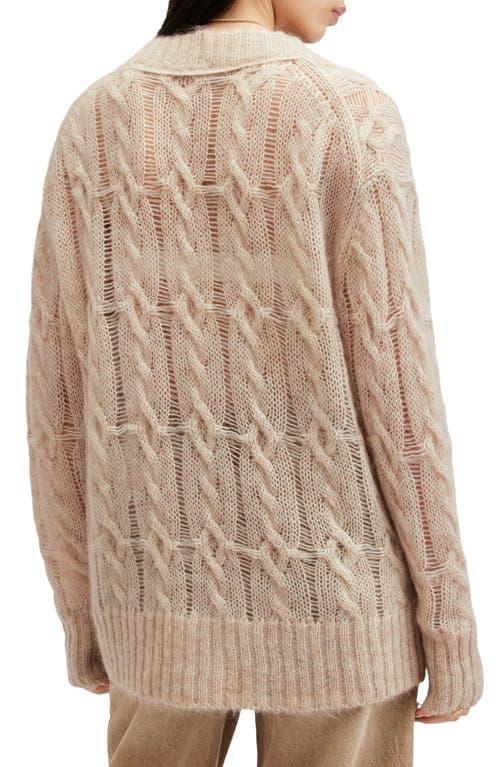 Regan Cable Knit Cardigan In Ecru White Product Image