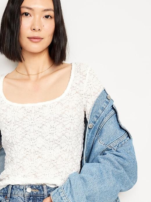 Textured Lace Scoop-Neck Top Product Image