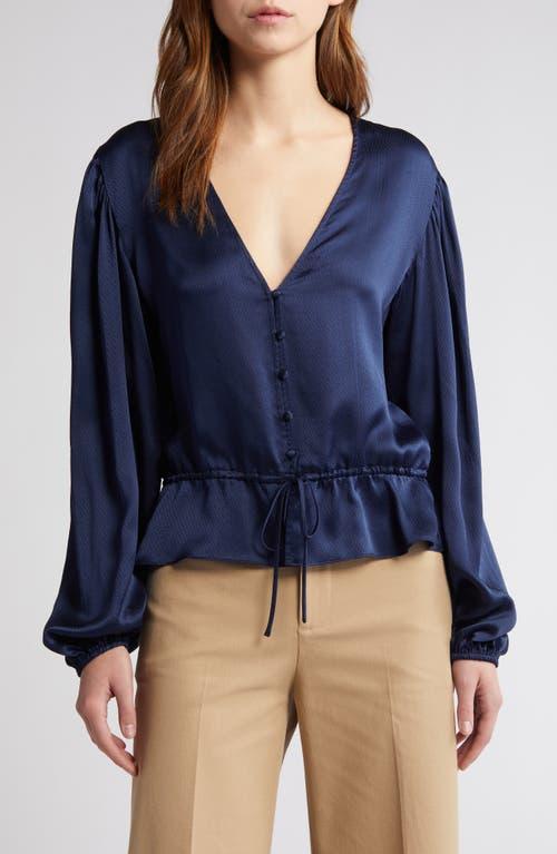 FRAME Tie Waist Ruffle Hem Silk Top Product Image