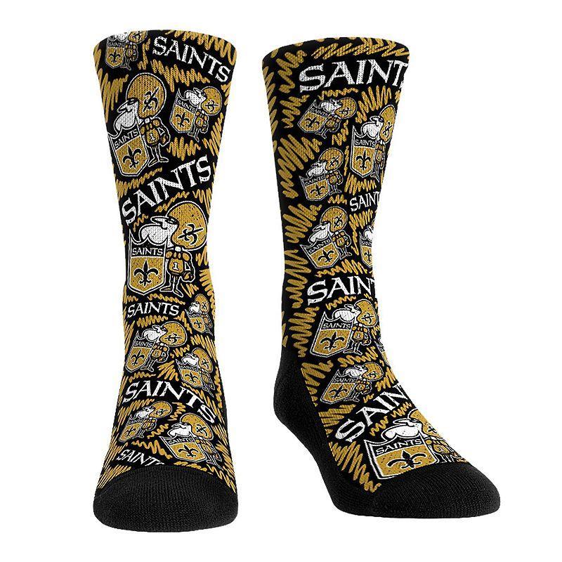 Rock Em Socks New Orleans Saints Throwback Logo Sketch Crew Socks, Mens Product Image