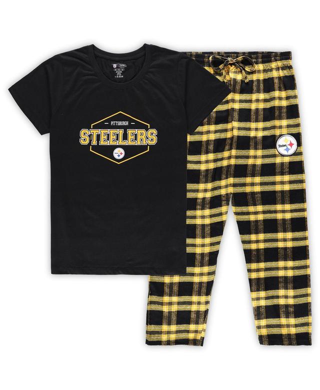 Womens Concepts Sport /Gold Pittsburgh Steelers Plus Size Badge T-Shirt & Pants Sleep Set Product Image