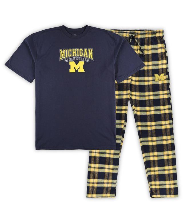 Mens Profile /Maize Michigan Wolverines Big & Tall 2-Pack T-Shirt & Flannel Pants Set Blue Product Image