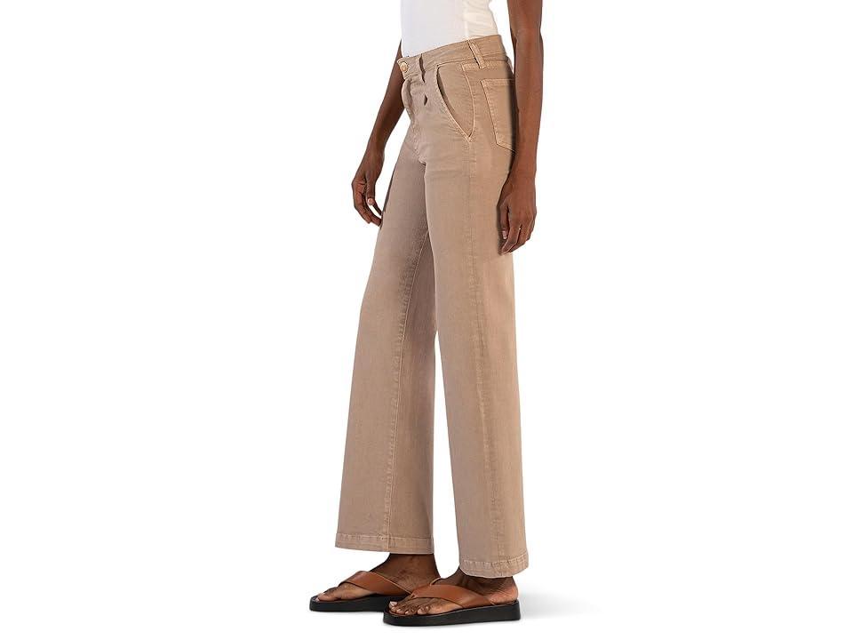 KUT from the Kloth Jodi High-Rise Wide Leg-Slash Pockets-Back Basic Pocket In Stone (Stone) Women's Jeans Product Image