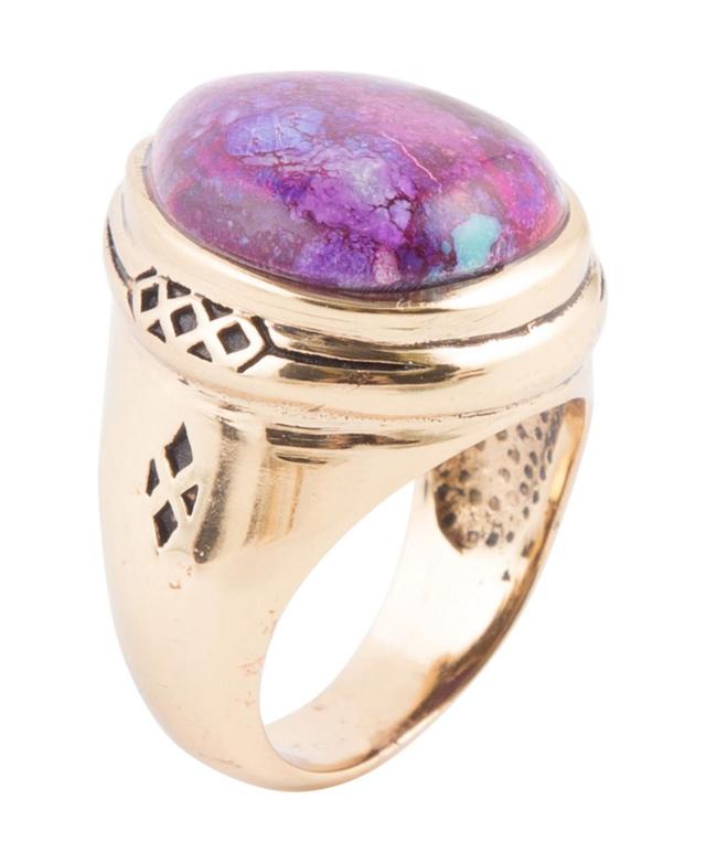 Barse Womens Havana Bronze and Purple Turquoise Statement Ring Product Image