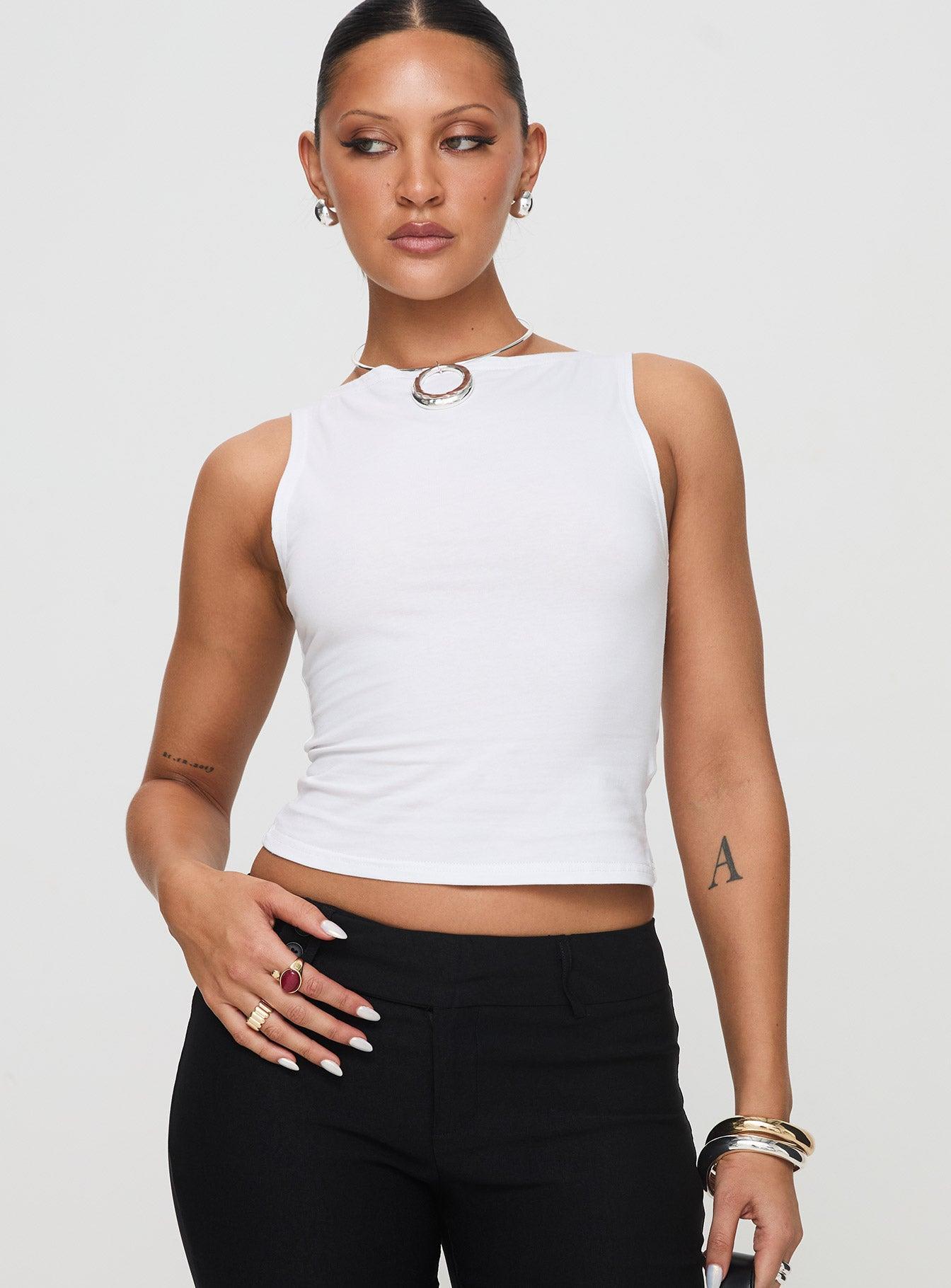 Fitzy High Neck Top White Product Image