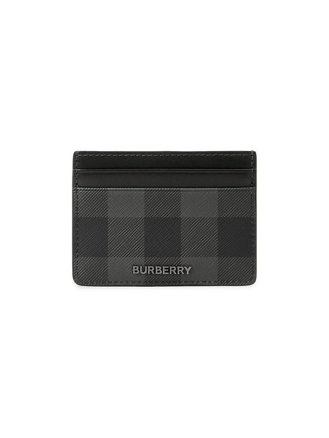 Mens Check Leather Card Case Product Image