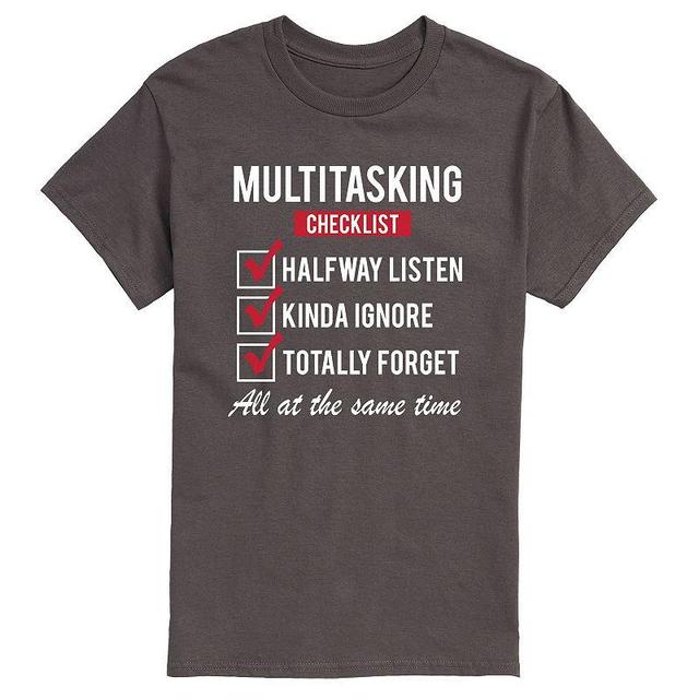 Big & Tall Multitasking Checklist Tee, Mens Grey Product Image