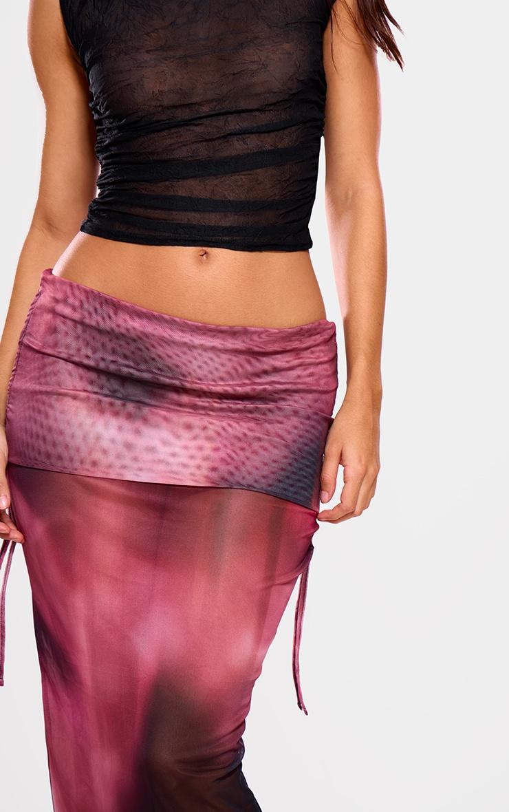 Purple Ombre Print Fold Over Waistband Maxi Skirt Product Image