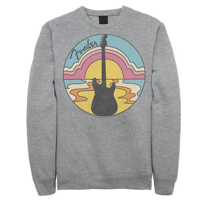 Mens Fender Groovy Sunset Logo Sweatshirt Athletic Grey Product Image