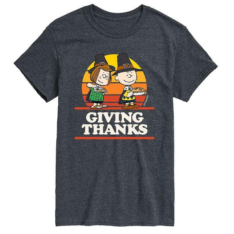 Big & Tall Peanuts Giving Thanks Tee, Mens Grey Product Image