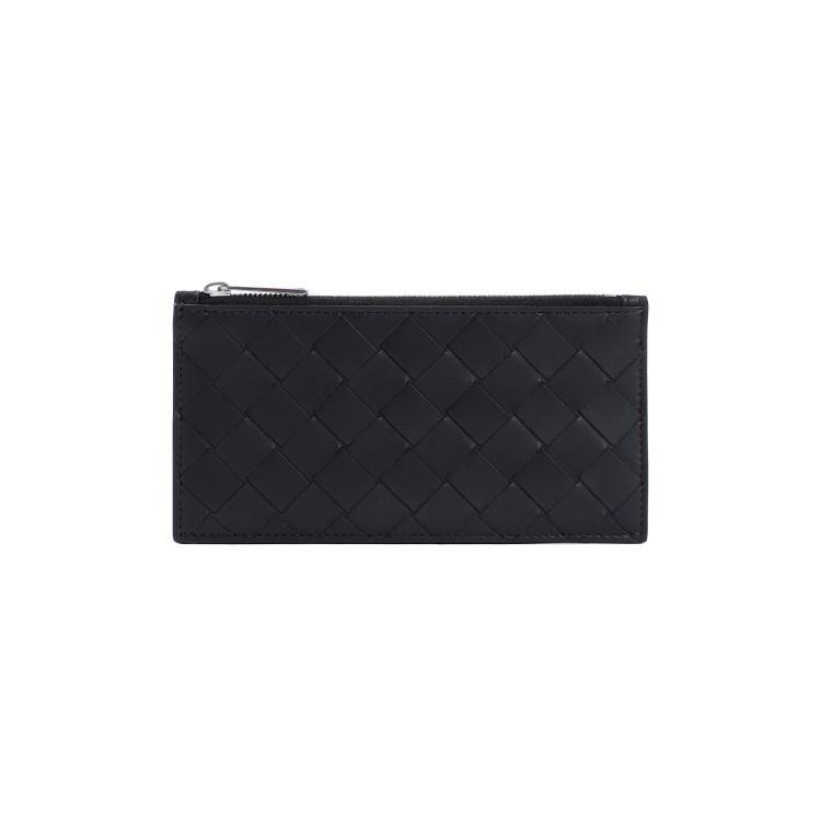 BOTTEGA VENETA Zipped Intreccio 1.5 Cardcase Unica In  Black Silver Product Image