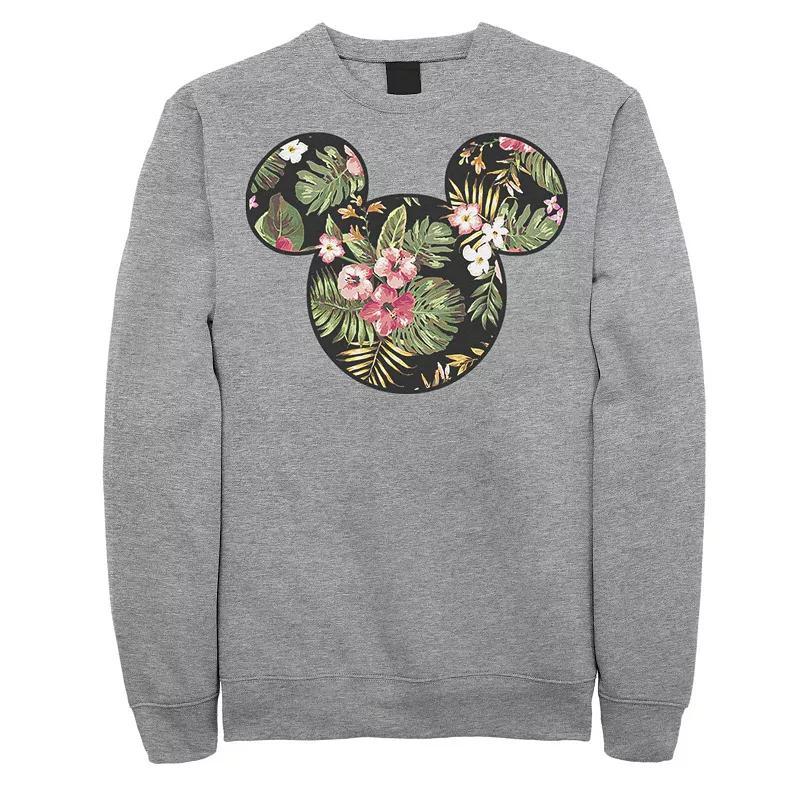 Disneys Mickey And Friends Mickey Mouse Mens Tropical Fill Sweatshirt Athletic Grey Product Image