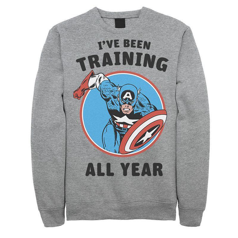 Mens Marvel Avengers Captain America Ive Been Training All Year Sweatshirt Med Grey Product Image