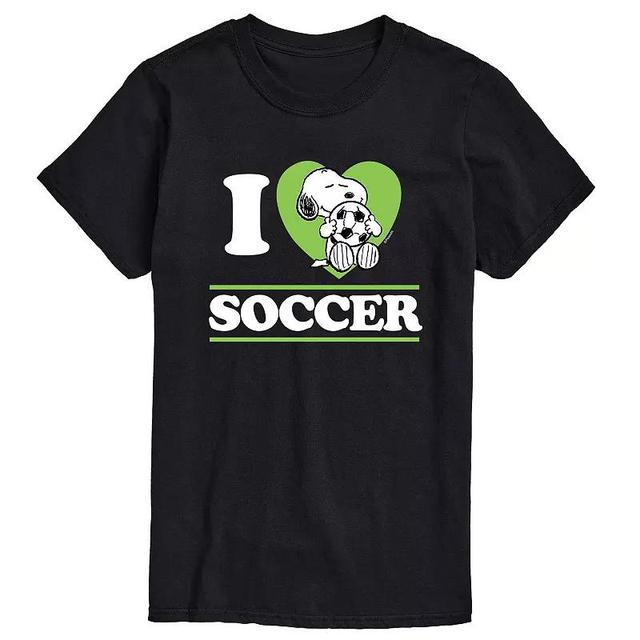 Big & Tall Peanuts I Love Soccer Tee, Mens Black Product Image