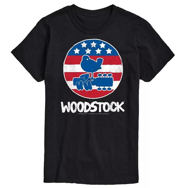 Big & Tall Woodstock Americana Graphic Tee, Mens Black Product Image