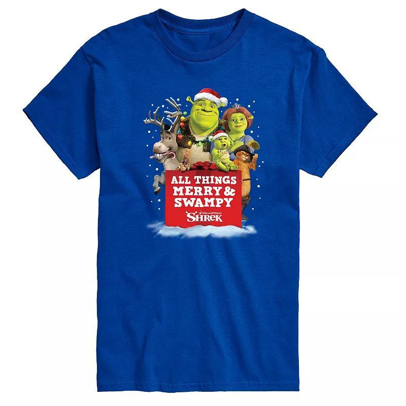 Mens Shrek All Things Merry And Swampy Graphic Tee Blue Product Image