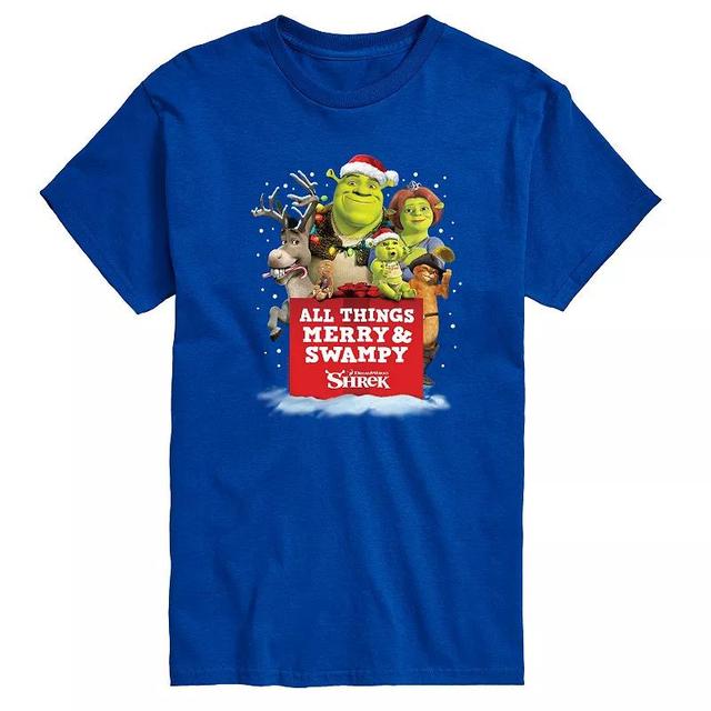 Mens Shrek All Things Merry And Swampy Graphic Tee Blue Product Image