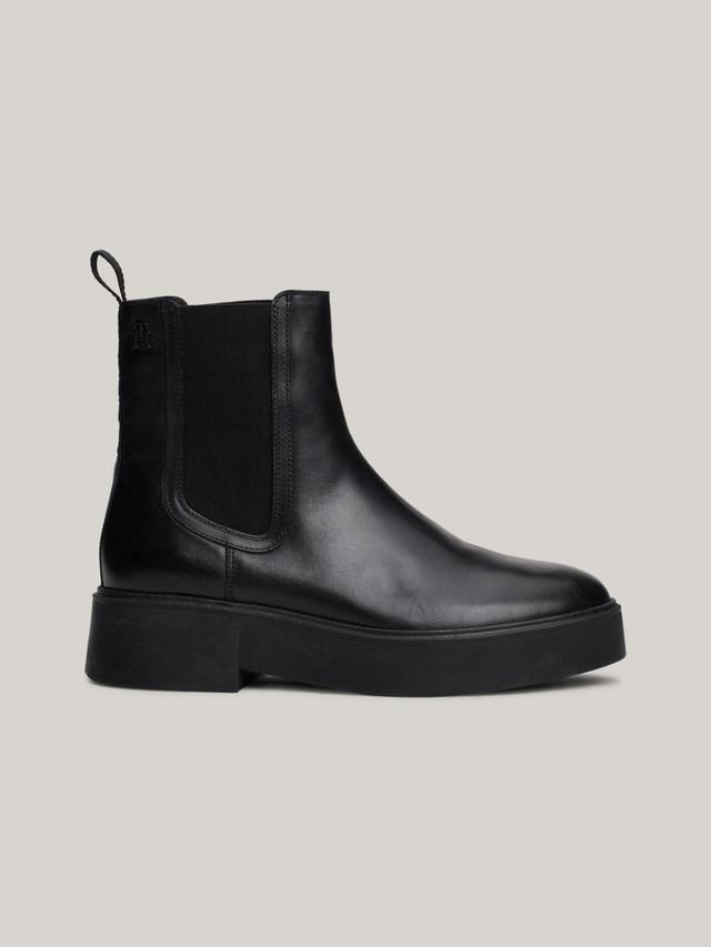 Tommy Hilfiger Women's Monogram Leather Chelsea Boot - Black - US 6.5 / EU 37 Product Image