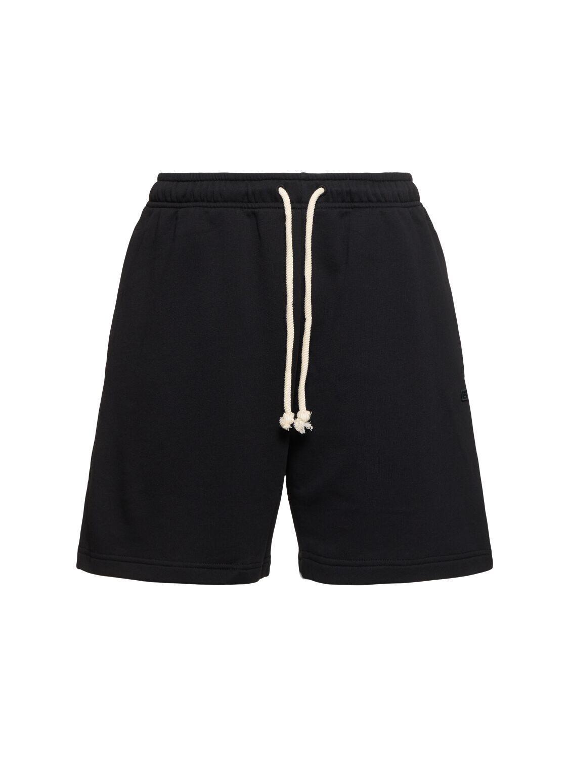 ACNE STUDIOS Mens Black Forge Face Brand-patch Cotton-jersey Shorts Product Image