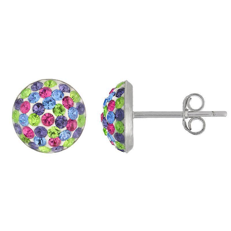 Main and Sterling Sterling Silver Crystal Half Ball Stud Earrings, Womens Pastel Product Image