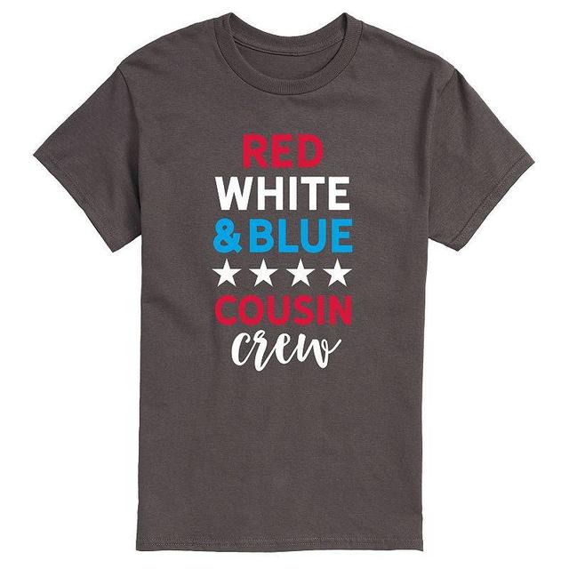 Mens Red White And Blue Cousin Crew Tee Grey Product Image