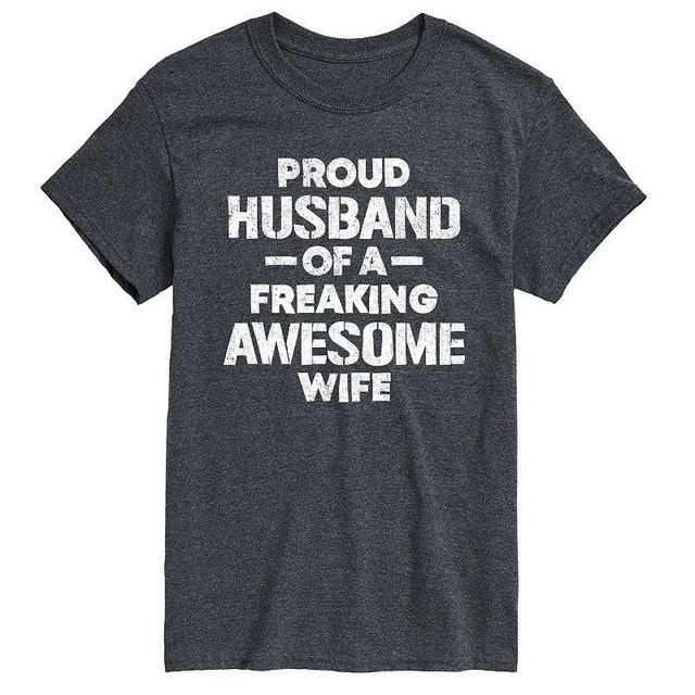 Big & Tall Proud Husband Graphic Tee, Mens Heather Grey Product Image