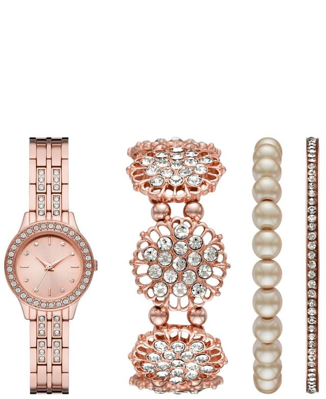 Folio Womens Rose Gold-Tone Bracelet Watch Gift Set, 27mm Product Image