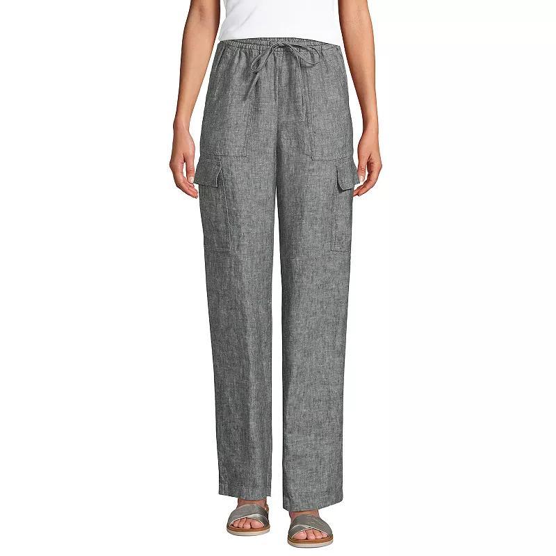 Womens Lands End High-Rise Pull-On Linen Cargo Pants Product Image