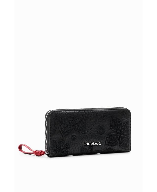 Desigual Womens Large floral embroidery wallet - Black Product Image