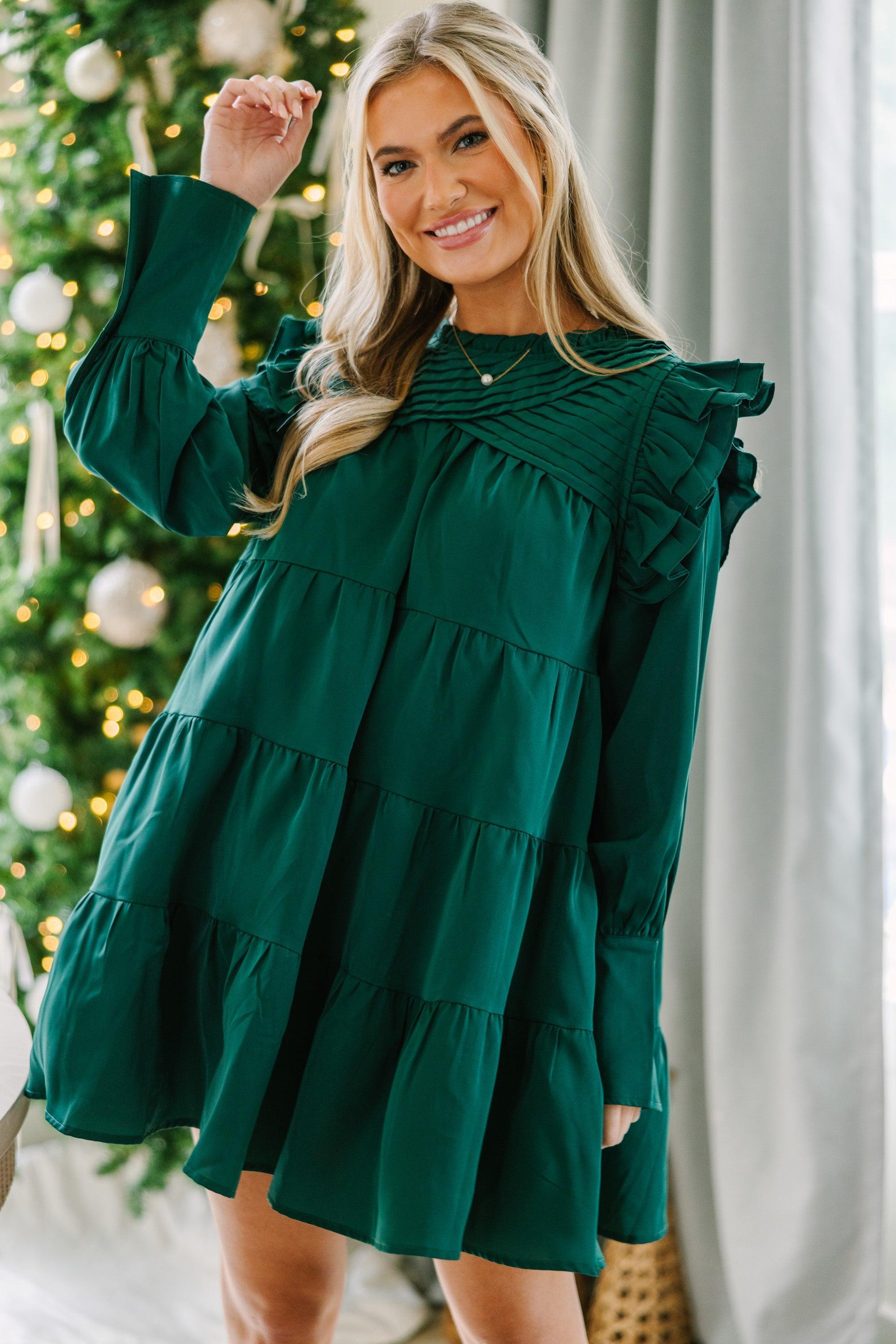 Save Your Applause Emerald Green Ruffled Dress Female product image