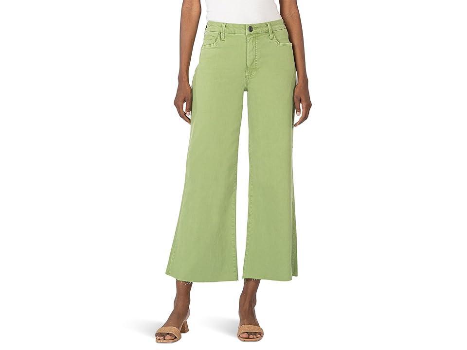 KUT from the Kloth Meg High-Rise Fab Ab Wide Leg Raw Hem In Kiwi (Kiwi) Women's Jeans Product Image