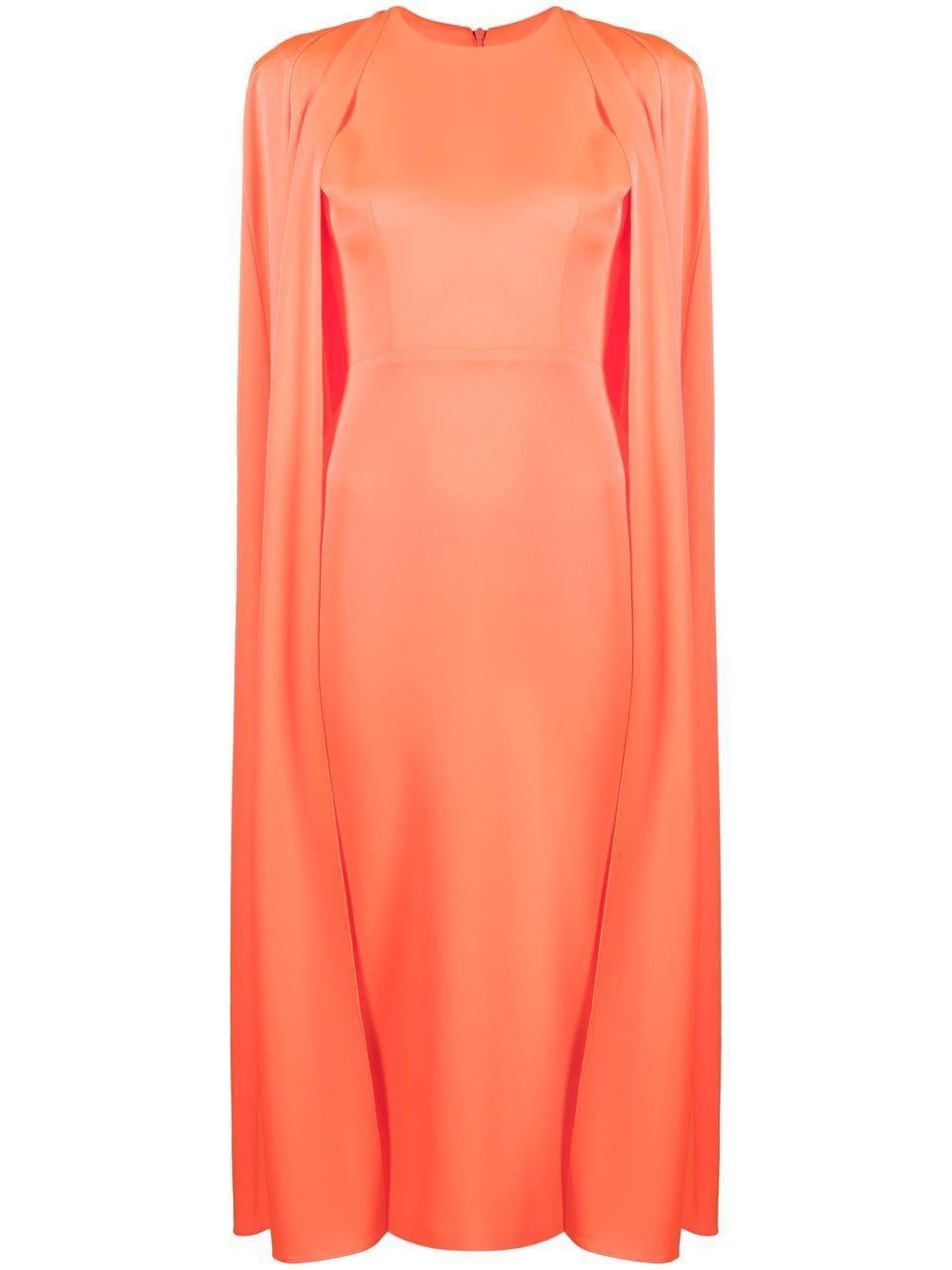 Cape Design Slim-cut Dress In Orange Product Image