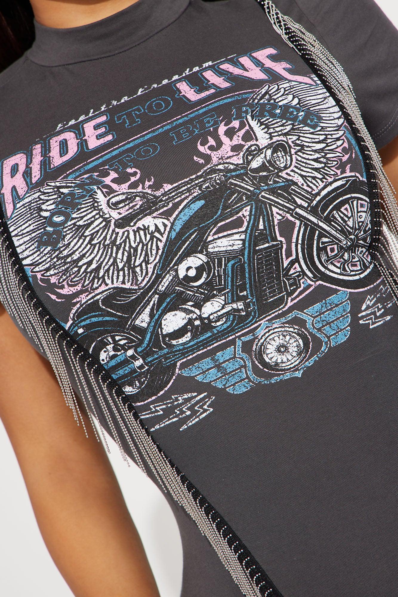 Ride to Live Micro Mini Dress - Charcoal product image