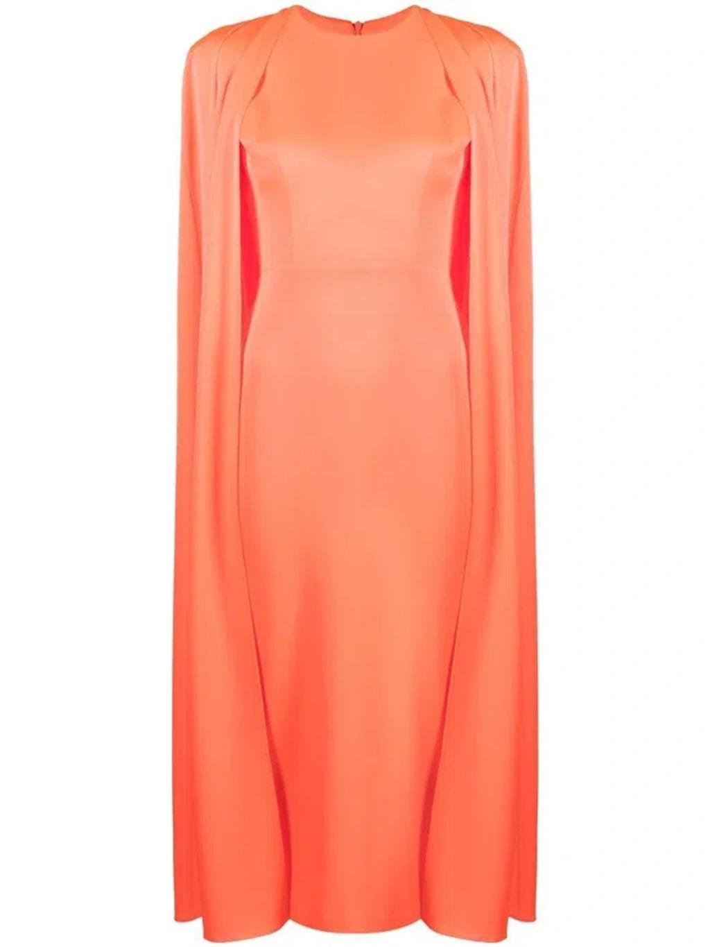 Cape Design Slim-cut Dress In Orange Product Image