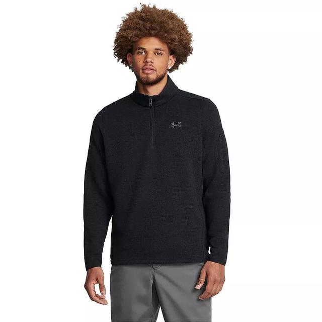 Mens Under Armour Specialist Quarter Zip Sweater Green Product Image