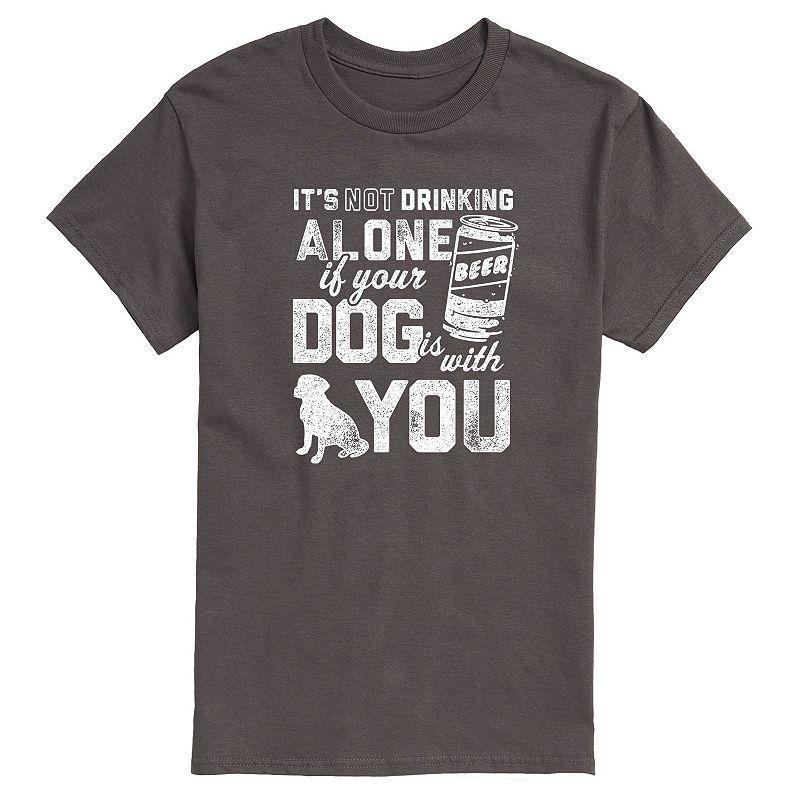 Mens Drinking Alone Dog Graphic Tee Grey Product Image