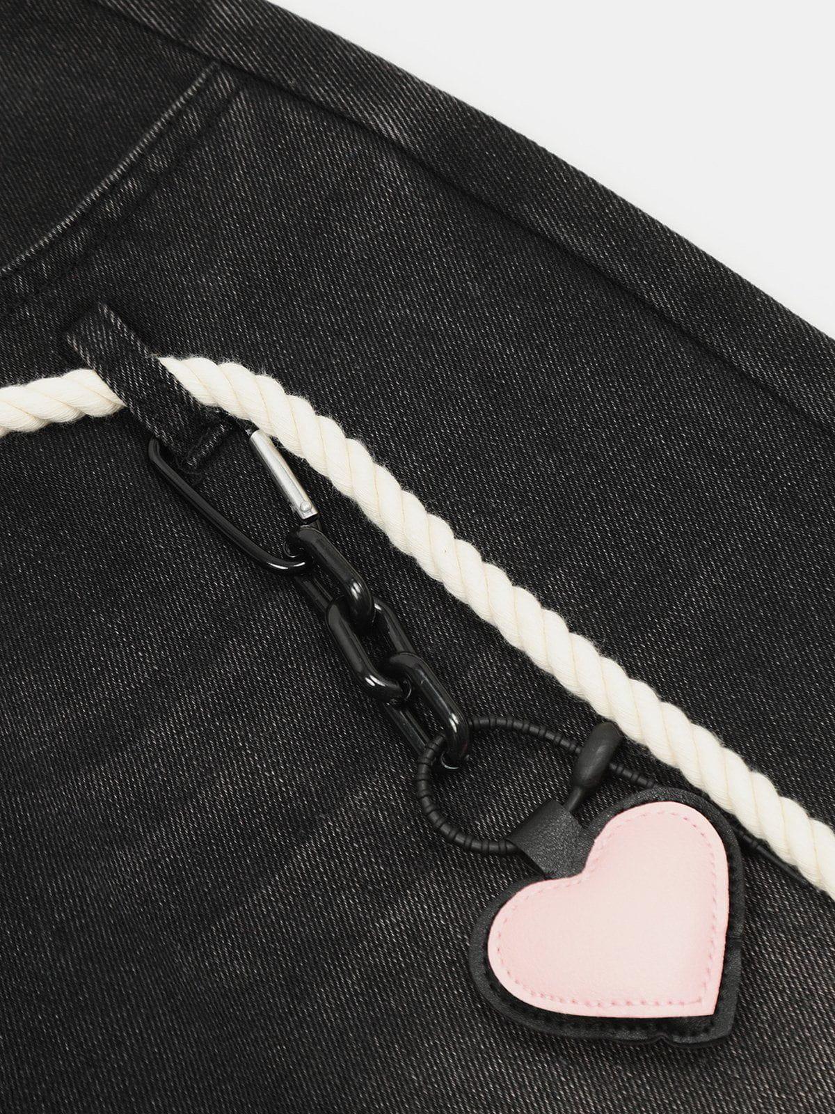 Aelfric Eden Heart Chain Washed Loose Jeans Female Product Image