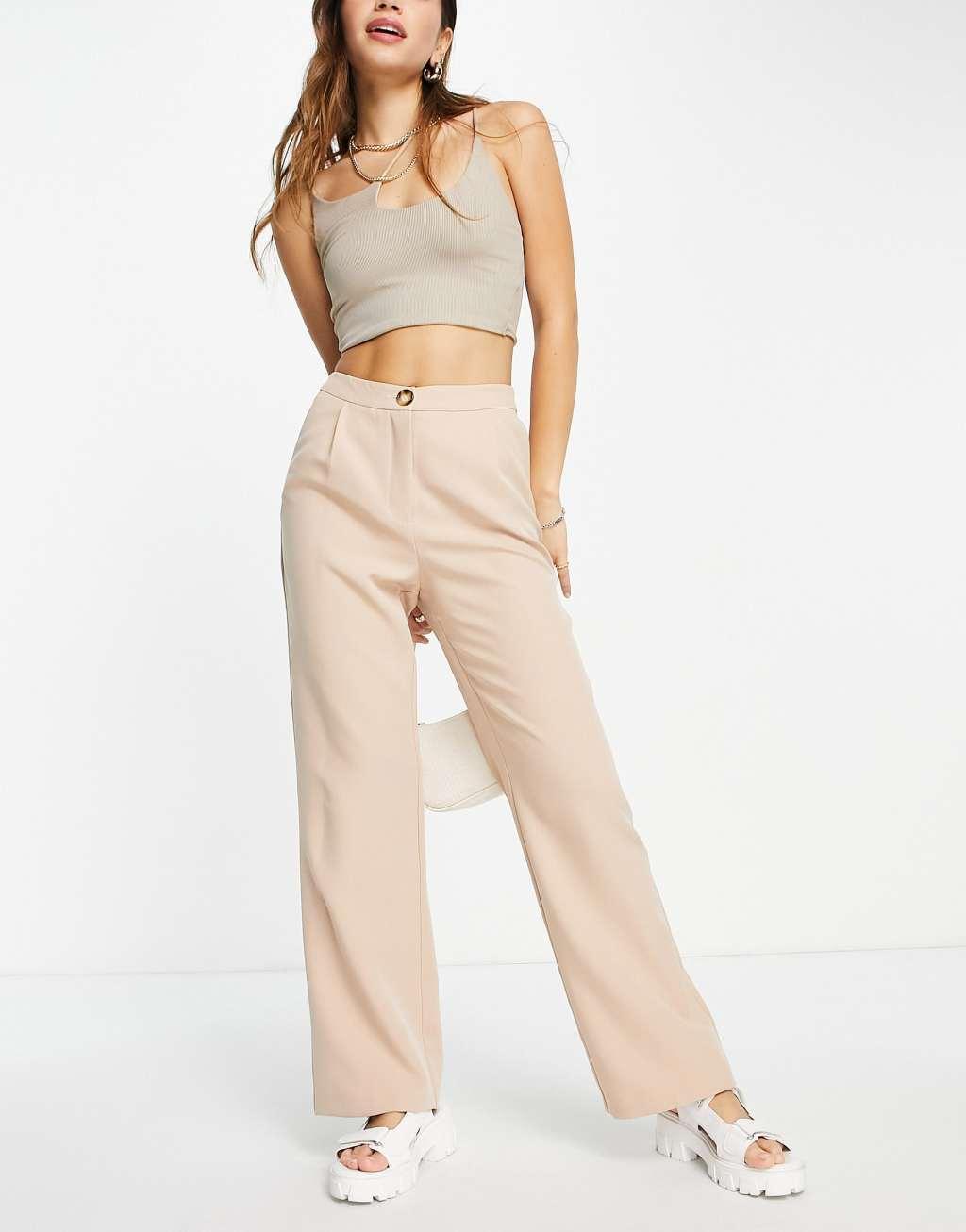 Miss Selfridge slouchy dad pant in stone Product Image