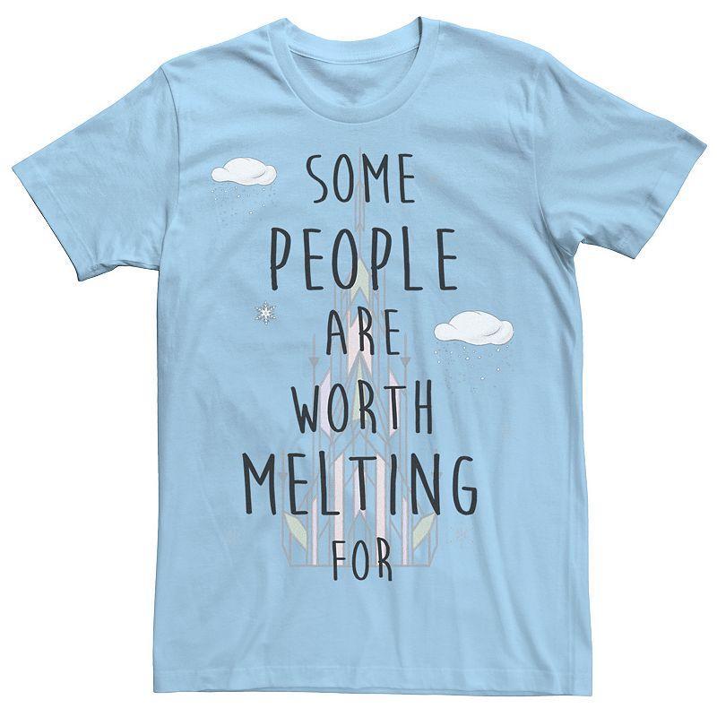 Mens Disney Frozen Worth Melting For Tee Light Blue Product Image