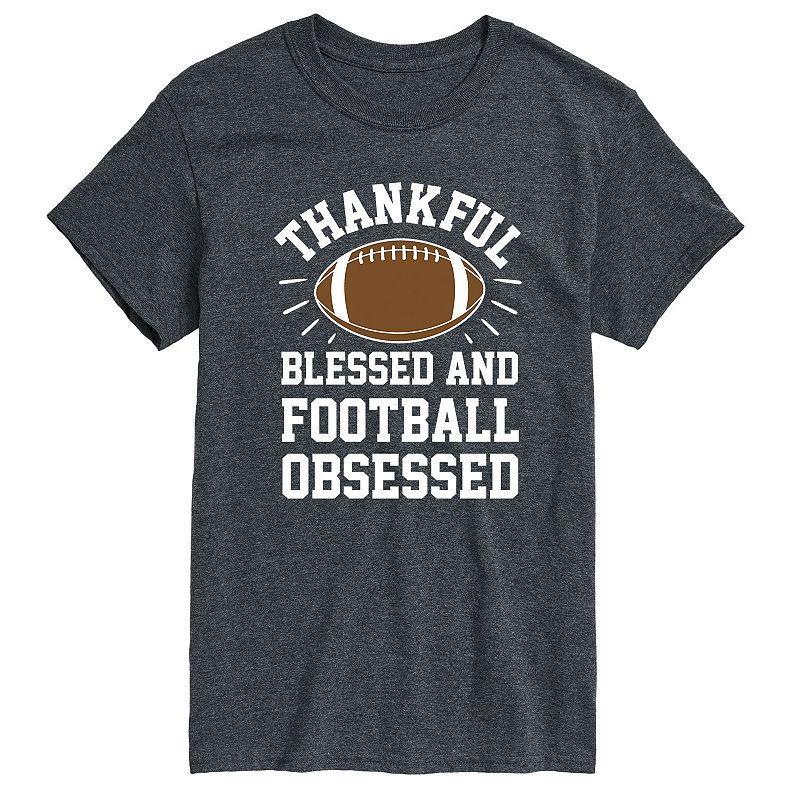 Big & Tall Thankful Blessed Football Tee, Mens Product Image