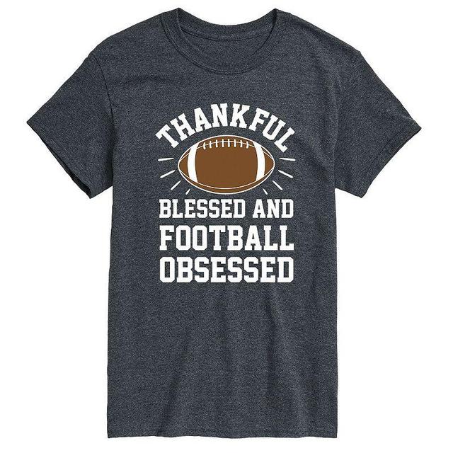 Big & Tall Thankful Blessed Football Tee, Mens Product Image