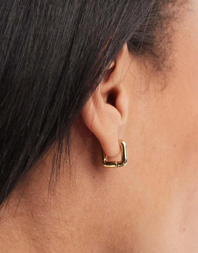 ASOS DESIGN 14k gold plated with huggie hoop earrings in square design Product Image