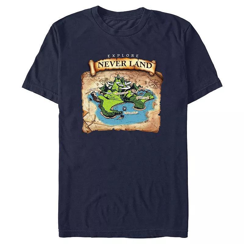 Disneys Peter Pan Explore Never Land Mens Graphic Tee Blue Product Image