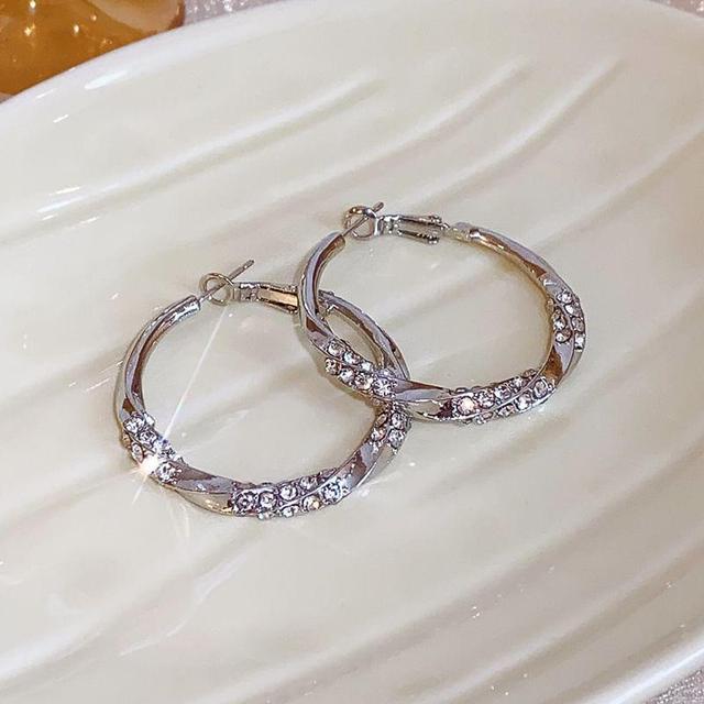 Rhinestone Alloy Hoop Earrings Product Image