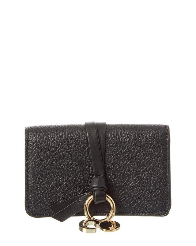 CHLOÉ Alphabet Leather Card Holder In Black Product Image