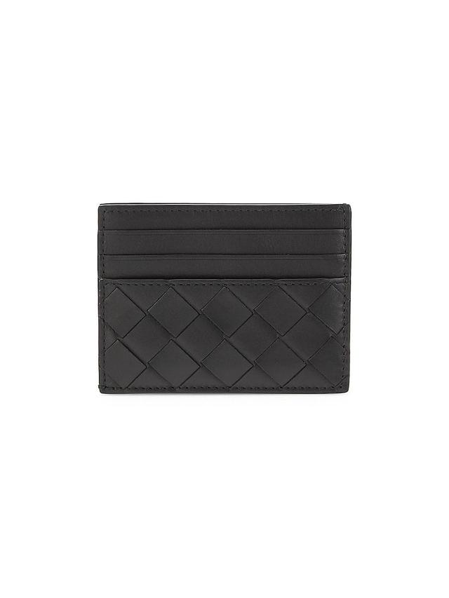 Mens Woven Leather Card Case Product Image