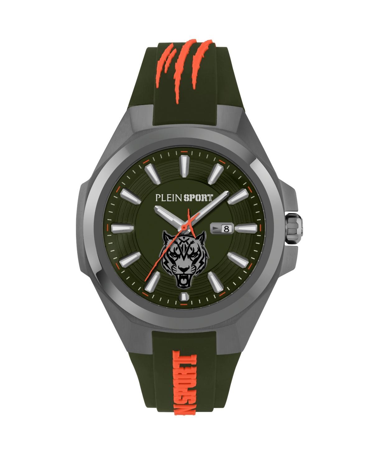 Plein Sport Mens Tigermaster Three Hand Date Quartz Green Silicone 47MM - Green Product Image