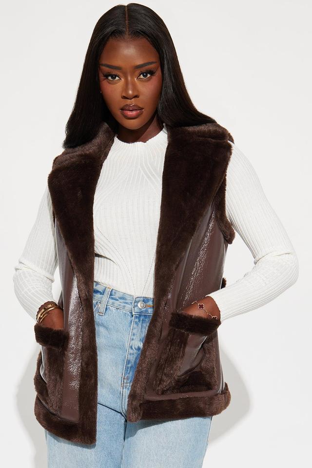 Rule Breaker Shearling Vest - Chocolate Product Image